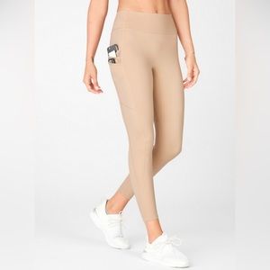 Fabletics Motion365 Nude Neutral Leggings Small Mesh Side Pocket